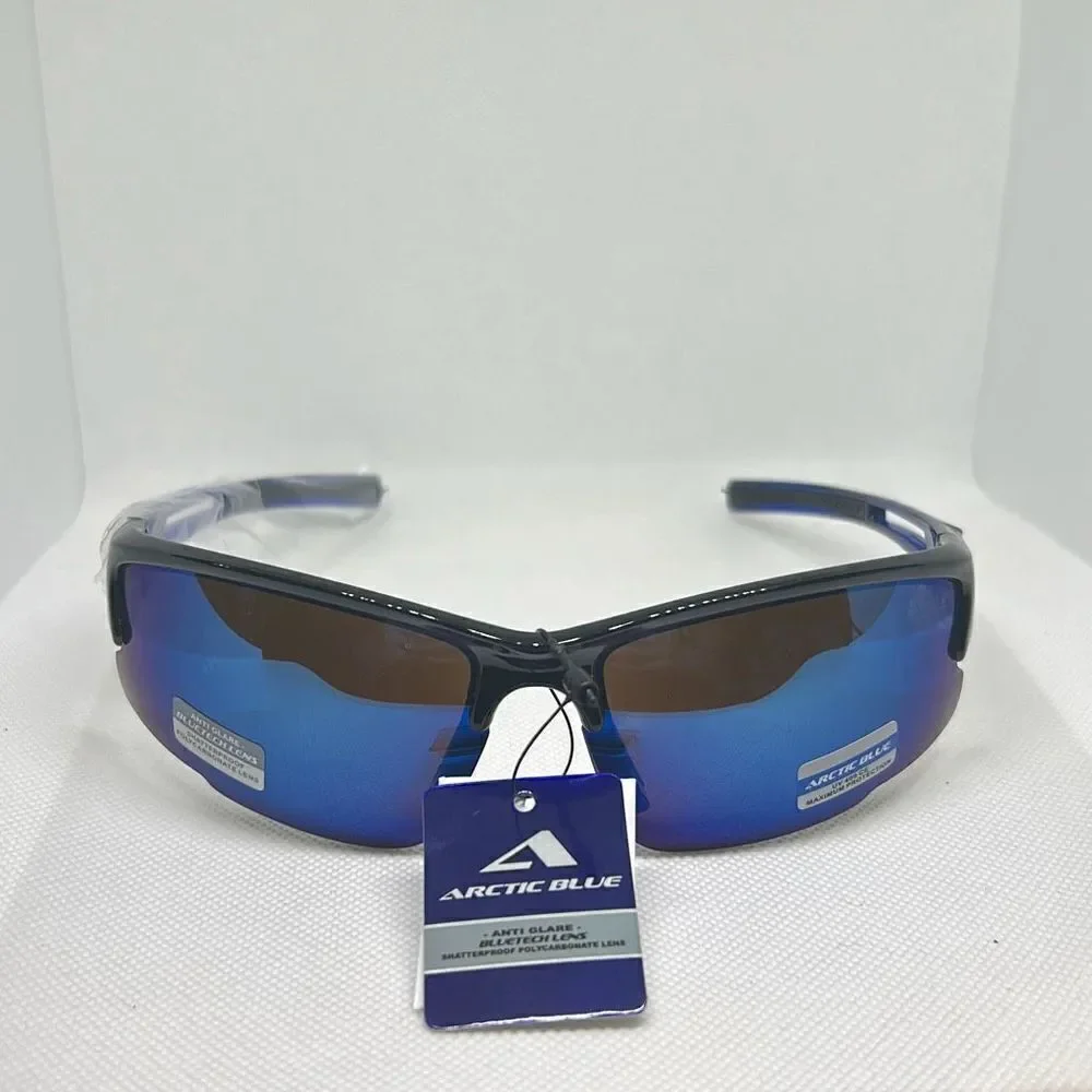 Arctic Blue Mirrored Semi Rimless Sunglasses